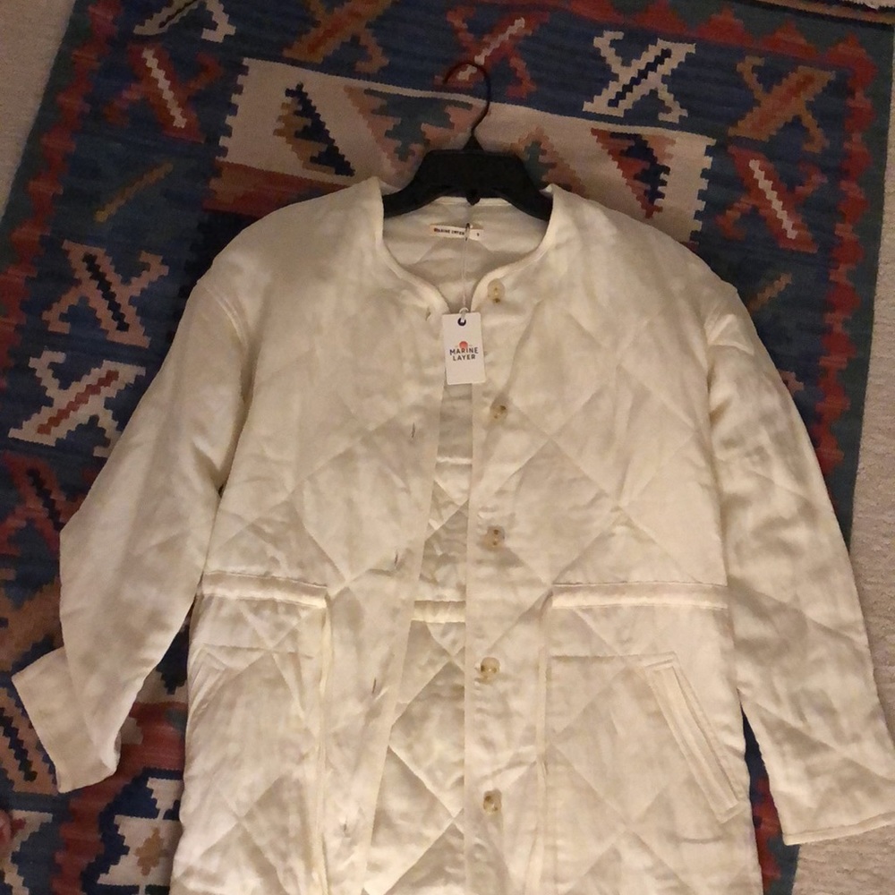 Marine Layer Tiff Quilted White Linen Jacket - Picture 3 of 3